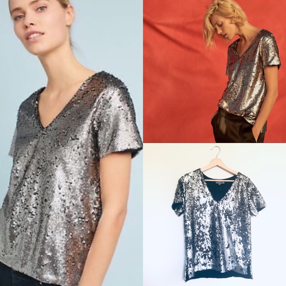 Anthropologie Vanessa Virginia Sequin Top